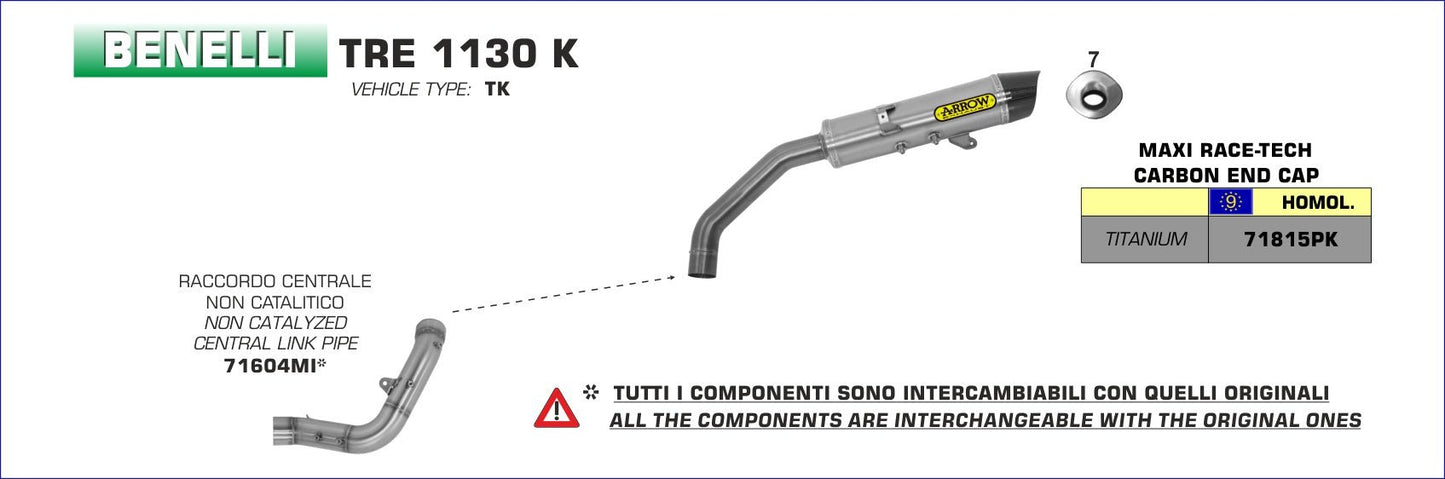 Benelli TRE 1130 K 2006-2016 Arrow udstødning. Slip-on udstødninger, komplette udstødninger, manifold/forrør. Find det hos Pitboxen.dk