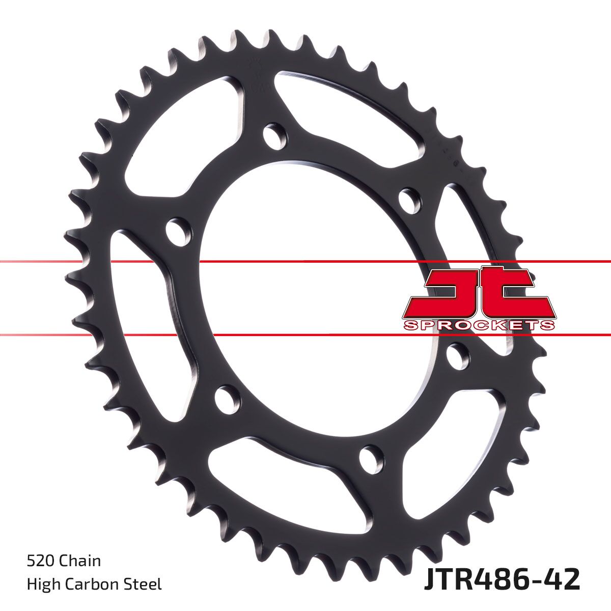 Black| zinc stål bagkædehjul 42T 520 - JTR486.42ZBK - JT Sprockets - Pitboxen.dk
