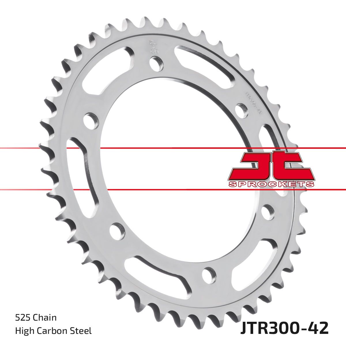 Black| zinc stål bagkædehjul 42T 525 - JTR300.42ZBK - JT Sprockets - Pitboxen.dk