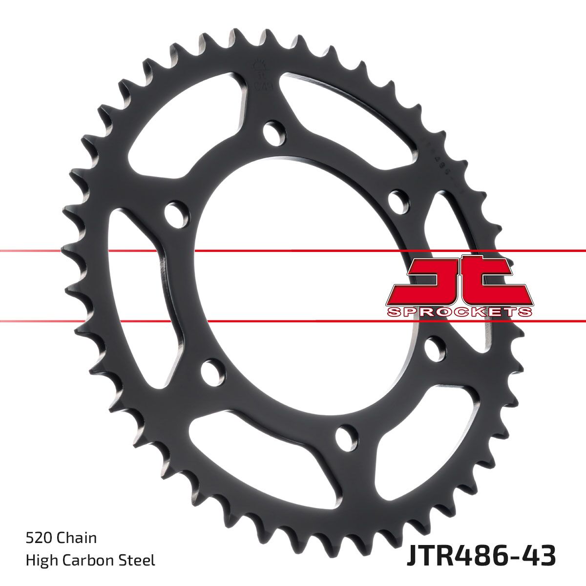 Black| zinc stål bagkædehjul 43T 520 - JTR486.43ZBK - JT Sprockets - Pitboxen.dk