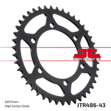 Black| zinc stål bagkædehjul 43T 520 - JTR486.43ZBK - JT Sprockets - Pitboxen.dk