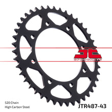 Black| zinc stål bagkædehjul 43T 520 - JTR487.43ZBK - JT Sprockets - Pitboxen.dk