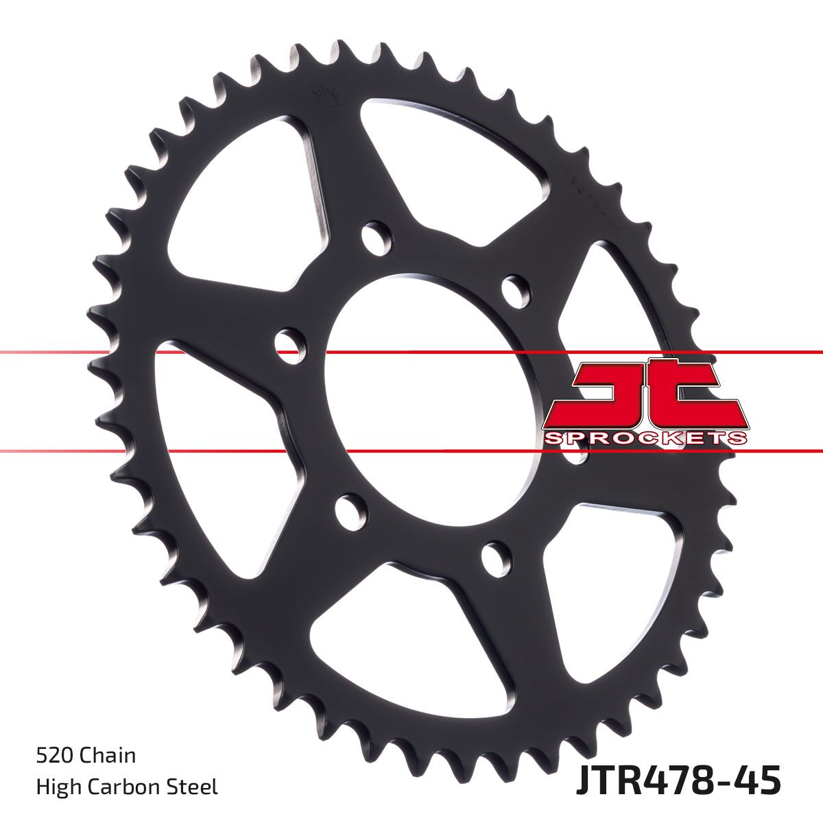 Black| zinc stål bagkædehjul 45T 520 - JTR478.45ZBK - JT Sprockets - Pitboxen.dk