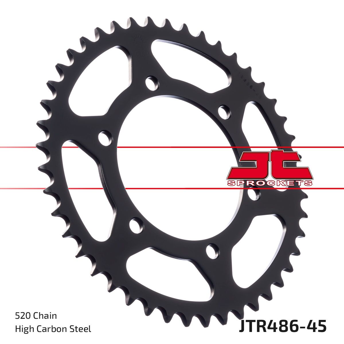 Black| zinc stål bagkædehjul 45T 520 - JTR486.45ZBK - JT Sprockets - Pitboxen.dk