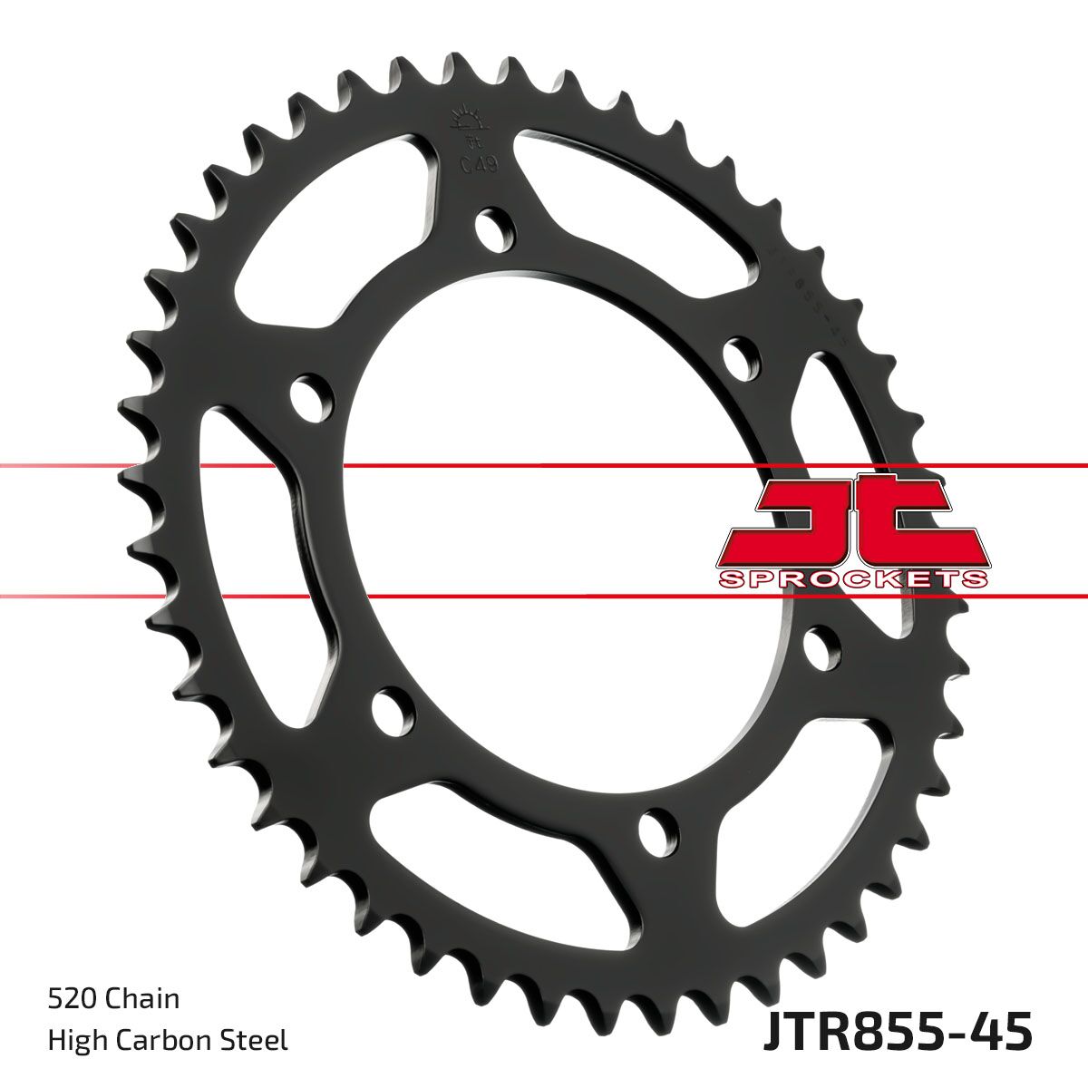 Black| zinc stål bagkædehjul 45T 520 - JTR855.45ZBK - JT Sprockets - Pitboxen.dk