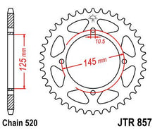 Black| zinc stål bagkædehjul 45T 520 - JTR857.45ZBK - JT Sprockets - Pitboxen.dk