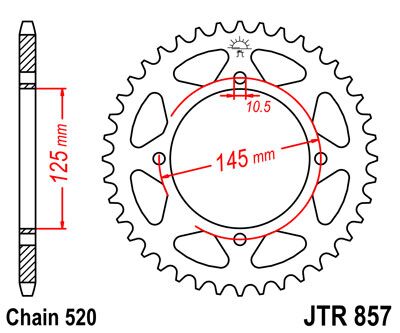 Black| zinc stål bagkædehjul 45T 520 - JTR857.45ZBK - JT Sprockets - Pitboxen.dk