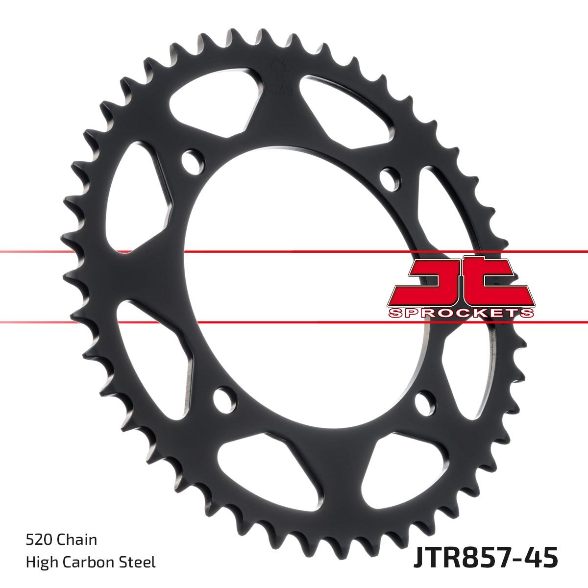 Black| zinc stål bagkædehjul 45T 520 - JTR857.45ZBK - JT Sprockets - Pitboxen.dk