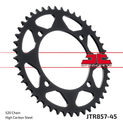 Black| zinc stål bagkædehjul 45T 520 - JTR857.45ZBK - JT Sprockets - Pitboxen.dk