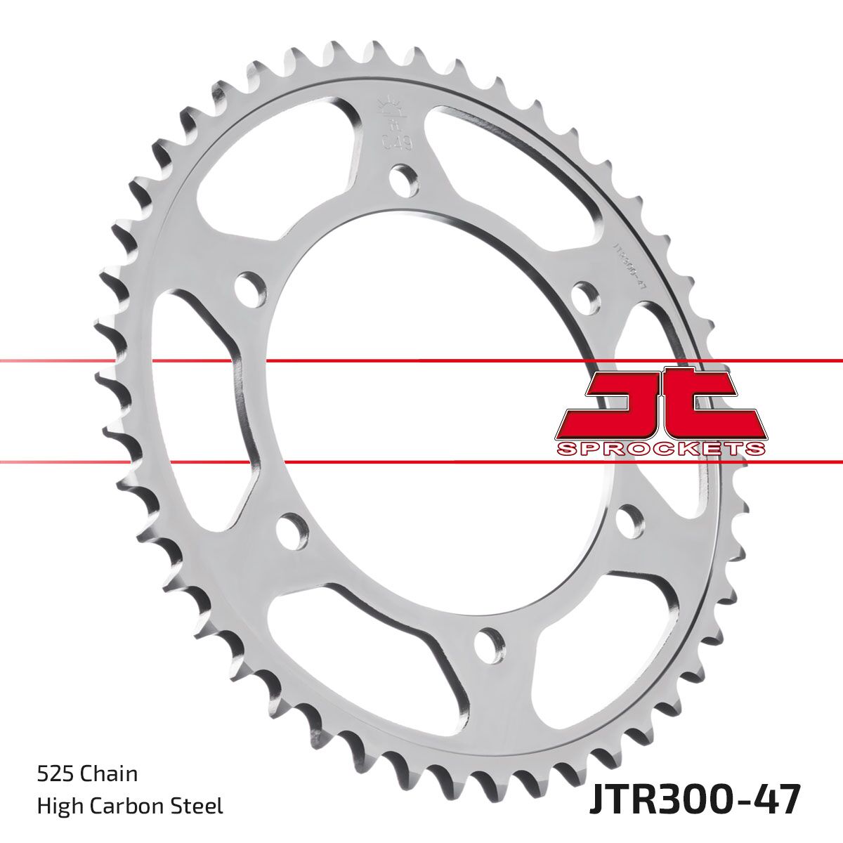 Black| zinc stål bagkædehjul 47T 525 - JTR300.47ZBK - JT Sprockets - Pitboxen.dk