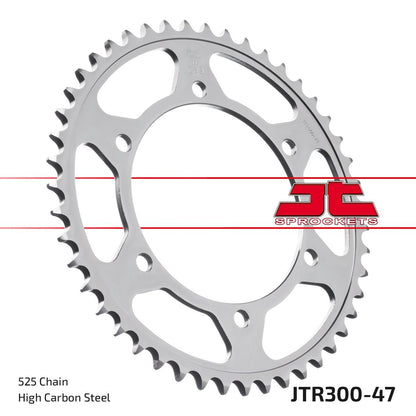 Black| zinc stål bagkædehjul 47T 525 - JTR300.47ZBK - JT Sprockets - Pitboxen.dk