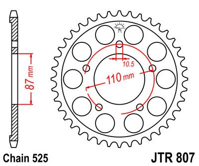 Black| zinc stål bagkædehjul 48T 525 - JTR807.48ZBK - JT Sprockets - Pitboxen.dk