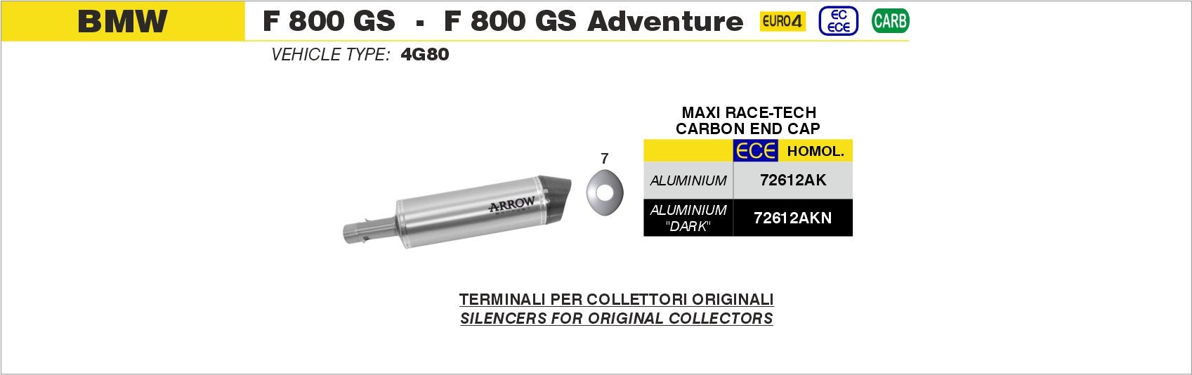 BMW F 800 GS / Adventure 2017-2018 Arrow udstødning. Slip-on udstødninger, komplette udstødninger, manifold/forrør. Find det hos Pitboxen.dk