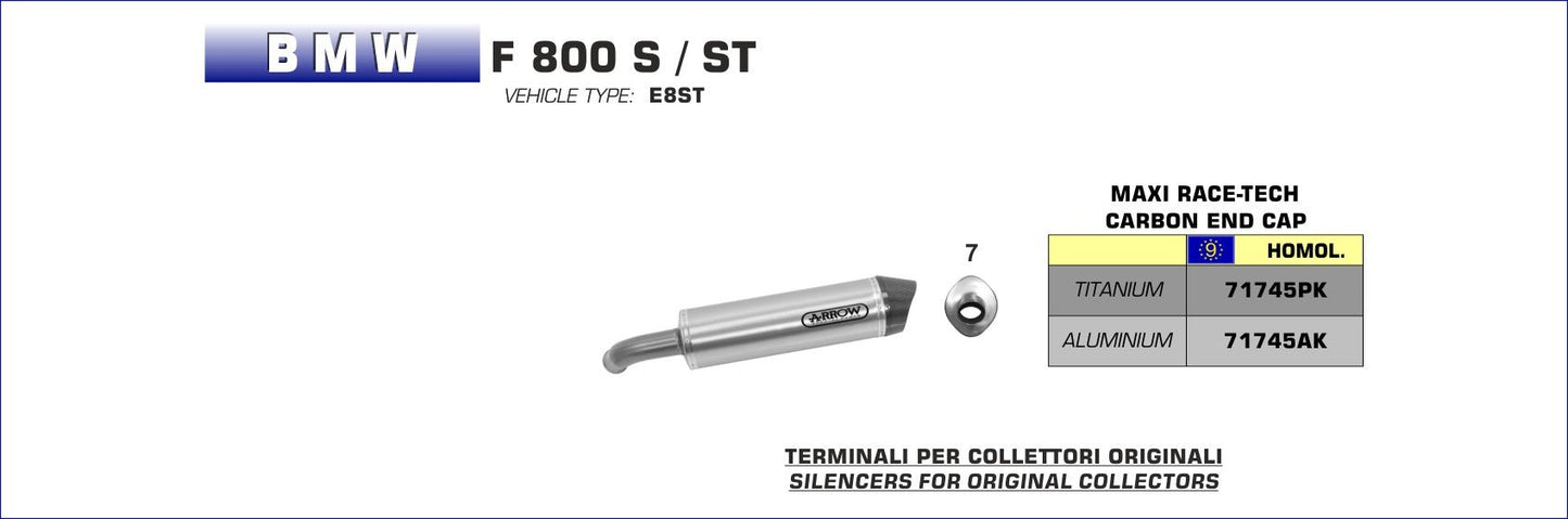 BMW F 800 S / ST 2006-2013 Arrow udstødning. Slip-on udstødninger, komplette udstødninger, manifold/forrør. Find det hos Pitboxen.dk
