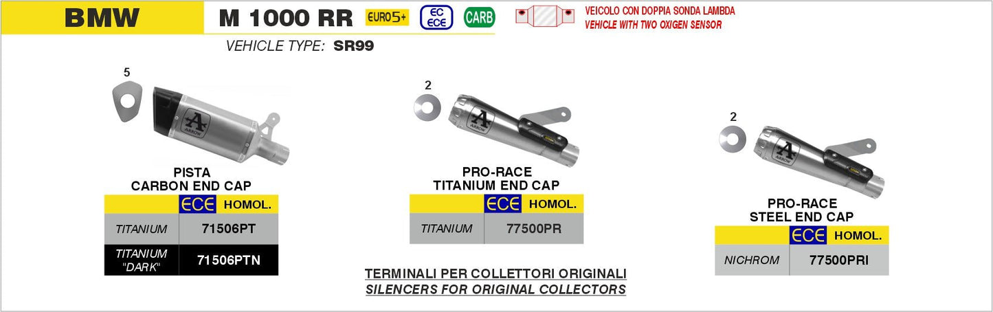 BMW M 1000 RR 2025- Arrow udstødning. Slip-on udstødninger, komplette udstødninger, manifold/forrør. Find det hos Pitboxen.dk