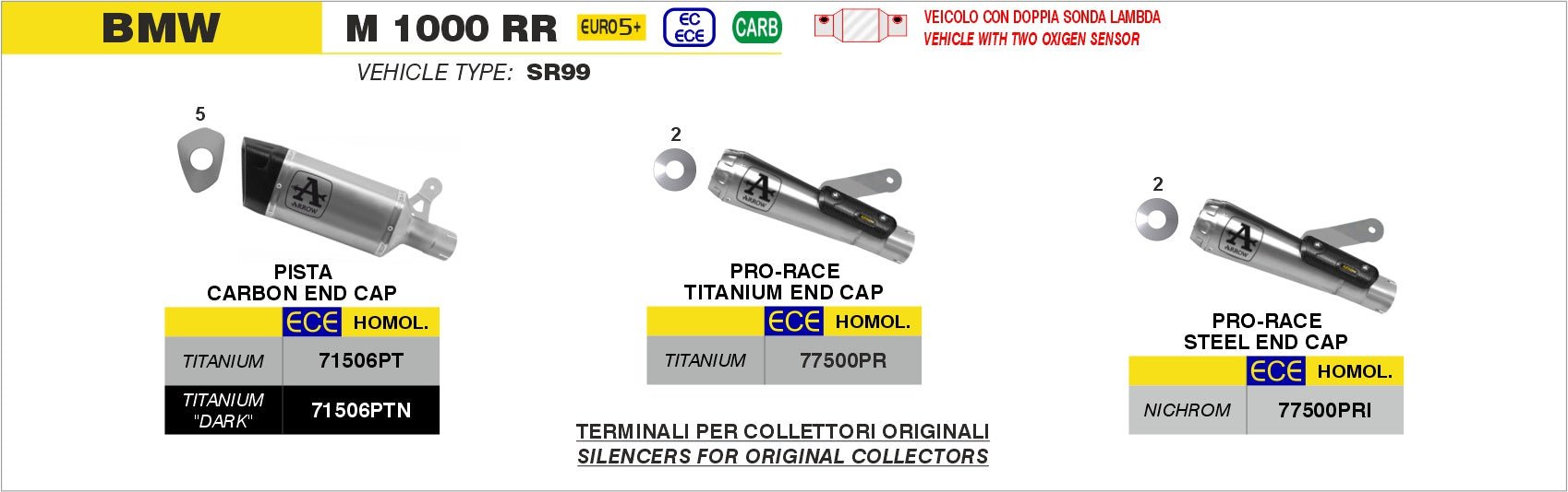 BMW M 1000 RR 2025- Arrow udstødning. Slip-on udstødninger, komplette udstødninger, manifold/forrør. Find det hos Pitboxen.dk