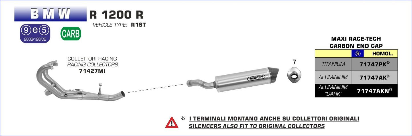 BMW R 1200 R 2006-2010 Arrow udstødning. Slip-on udstødninger, komplette udstødninger, manifold/forrør. Find det hos Pitboxen.dk