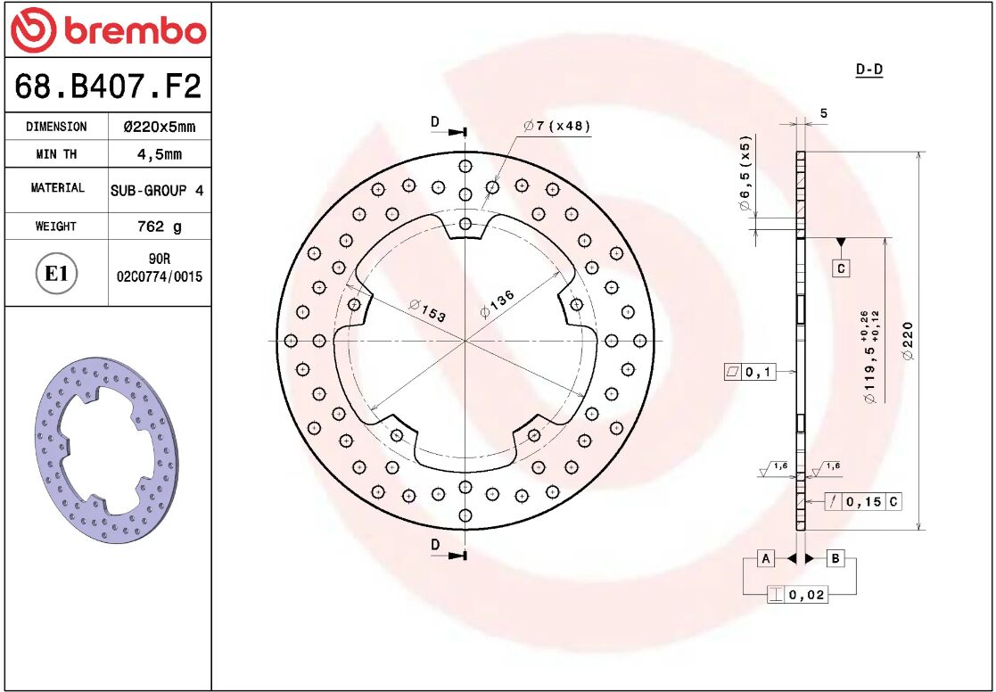 Bmw S 1000 RR 10-22 m.fl. bremseskive bag, ORO fast - Brembo