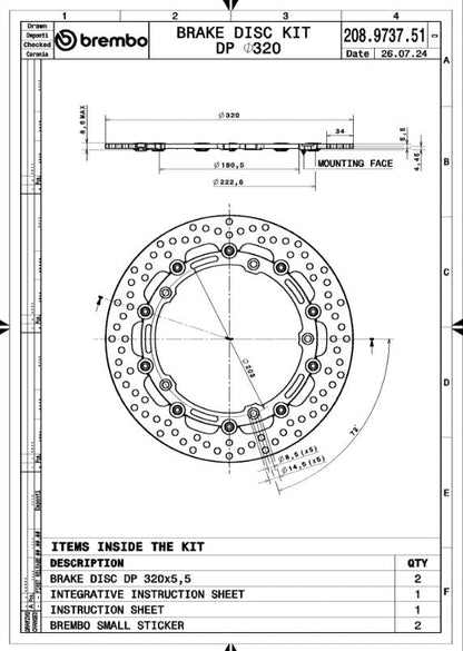 Bmw S 1000 RR 10 - 23 m.fl. bremseskiver (sæt) - Brembo - Pitboxen.dk