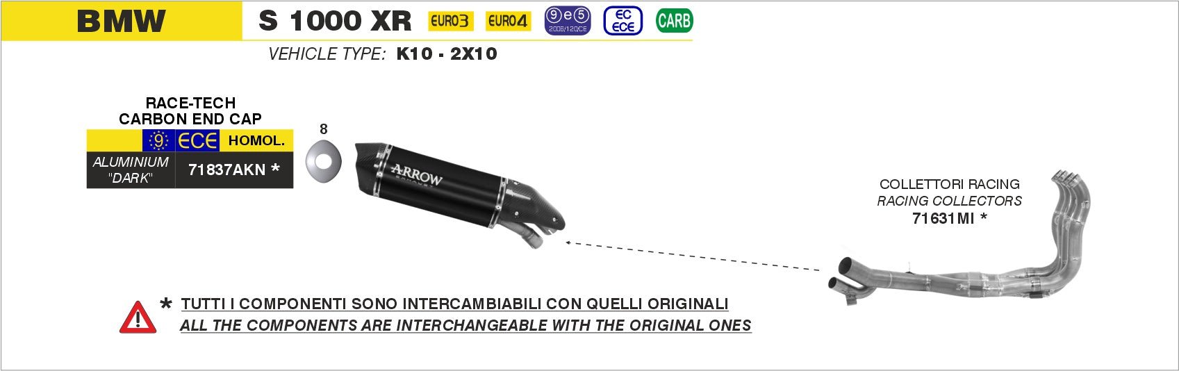 BMW S 1000 XR 2015-2019 Arrow udstødning. Slip-on udstødninger, komplette udstødninger, manifold/forrør. Find det hos Pitboxen.dk