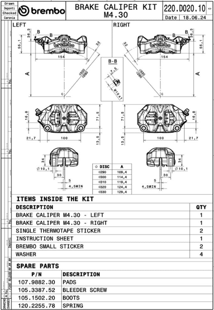 Bremsekaliber – Brembo Stylema M4 100MM – Sæt - Pitboxen.dk