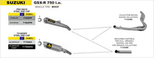 Suzuki GSX-R 750 i.e. 2006-2007 Arrow udstødning. Slip-on udstødninger, komplette udstødninger, manifold/forrør. Find det hos Pitboxen.dk