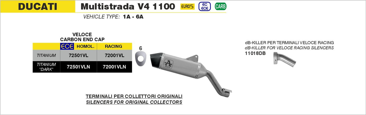 Ducati Multistrada V4 1100 2021-2024 Arrow udstødning. Slip-on udstødninger, komplette udstødninger, manifold/forrør. Find det hos Pitboxen.dk