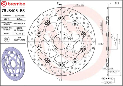 Ducati Sixty2 16-20 m.fl. bremseskive for, ORO flydende - Brembo