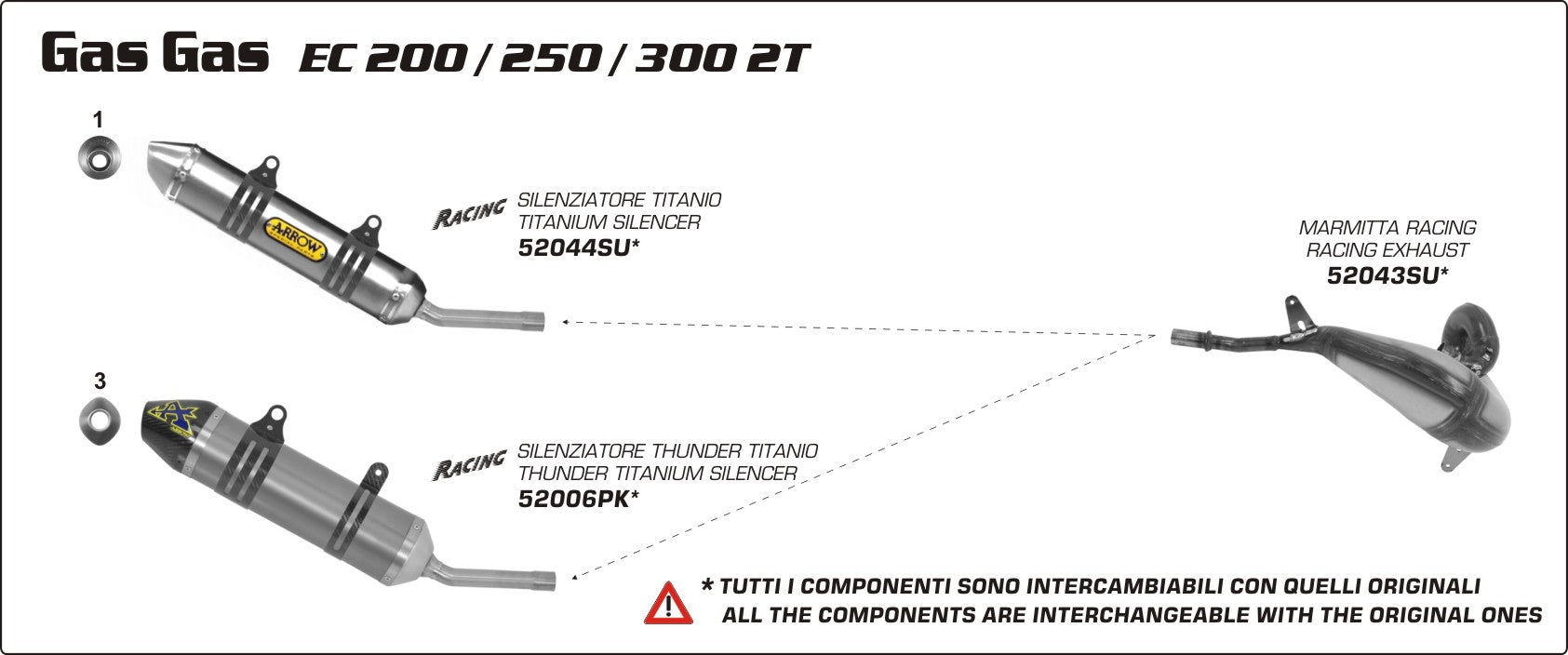 Gas Gas EC 250 2T 2007-2011 Arrow udstødning. Slip-on udstødninger, komplette udstødninger, manifold/forrør. Find det hos Pitboxen.dk