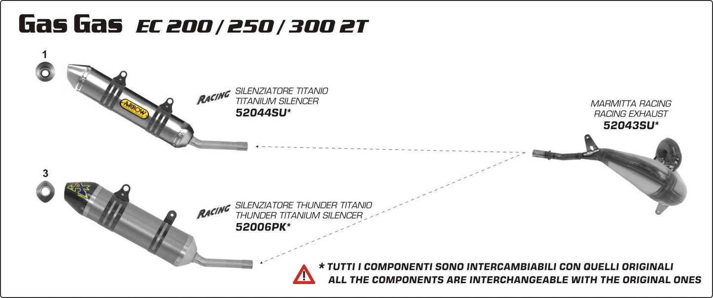 Gas Gas EC 300 2T 2007-2011 Arrow udstødning. Slip-on udstødninger, komplette udstødninger, manifold/forrør. Find det hos Pitboxen.dk