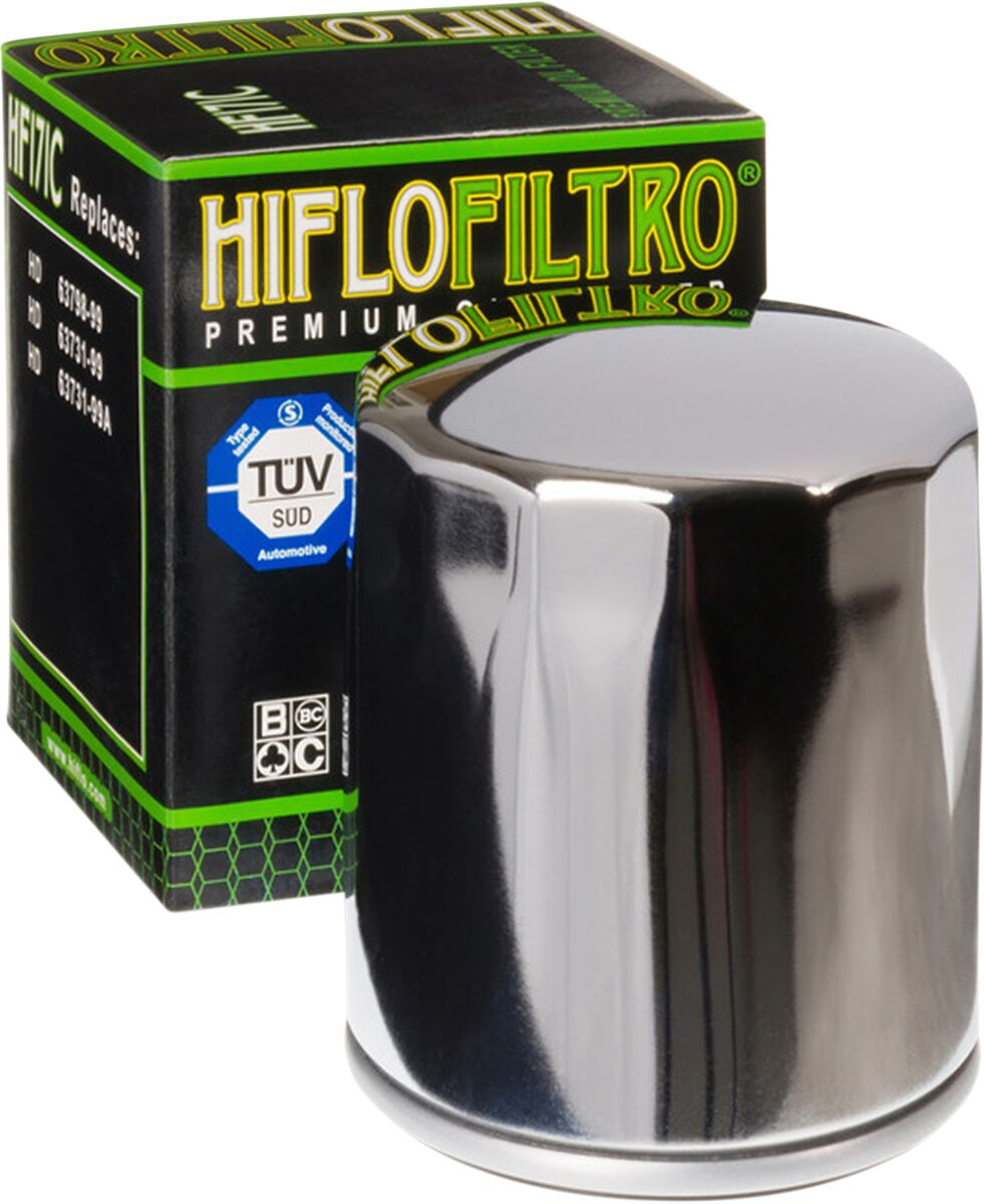 Harley Davidson Twin Cam oliefilter, krom - HiFlo - Pitboxen.dk