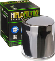 Harley Davidson V - Rod oliefilter, krom - HiFlo - Pitboxen.dk
