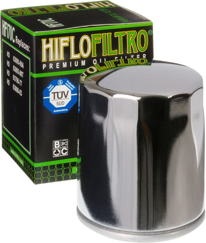 Harley Davidson XL1200, Electra Glide oliefilter, krom - HiFlo - Pitboxen.dk