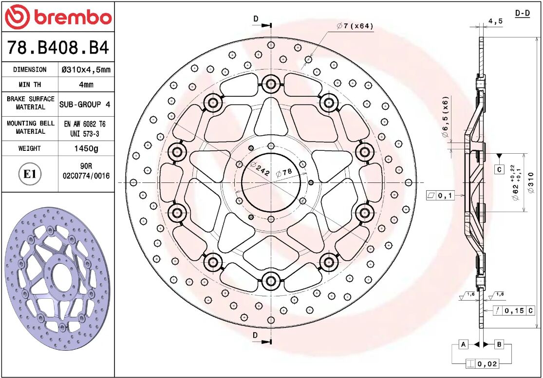 Honda Africa Twin 16 - 19 m.fl. bremseskive for, ORO flydende - Brembo - Pitboxen.dk