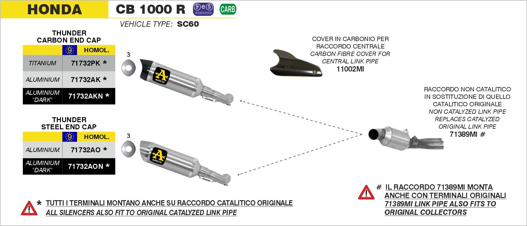 Honda CB 1000 R 2008-2017 Arrow udstødning. Slip-on udstødninger, komplette udstødninger, manifold/forrør. Find det hos Pitboxen.dk