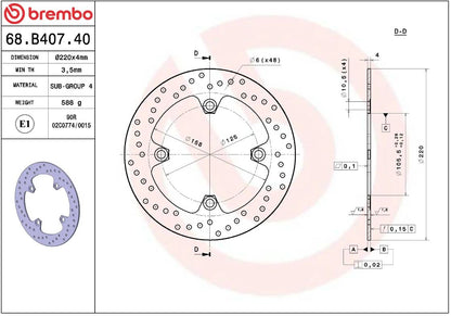 Honda CBR 125 R 11-16 m.fl. bremseskive bag, ORO fast - Brembo