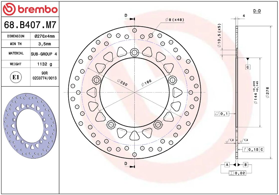 Honda CBR 125 R 11 - 16 m.fl. bremseskive for, ORO fast - Brembo - Pitboxen.dk