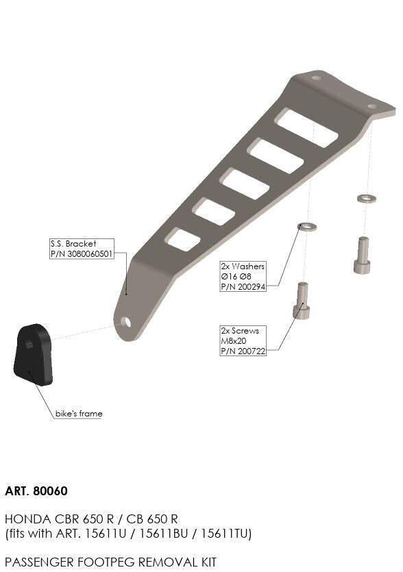 Honda CBR 650 R 19 - 25 Kit til afmontering af passager fodhvilere - LeoVince - Pitboxen.dk
