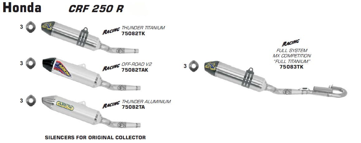 Honda CRF 250 R 2010- Arrow udstødning. Slip-on udstødninger, komplette udstødninger, manifold/forrør. Find det hos Pitboxen.dk