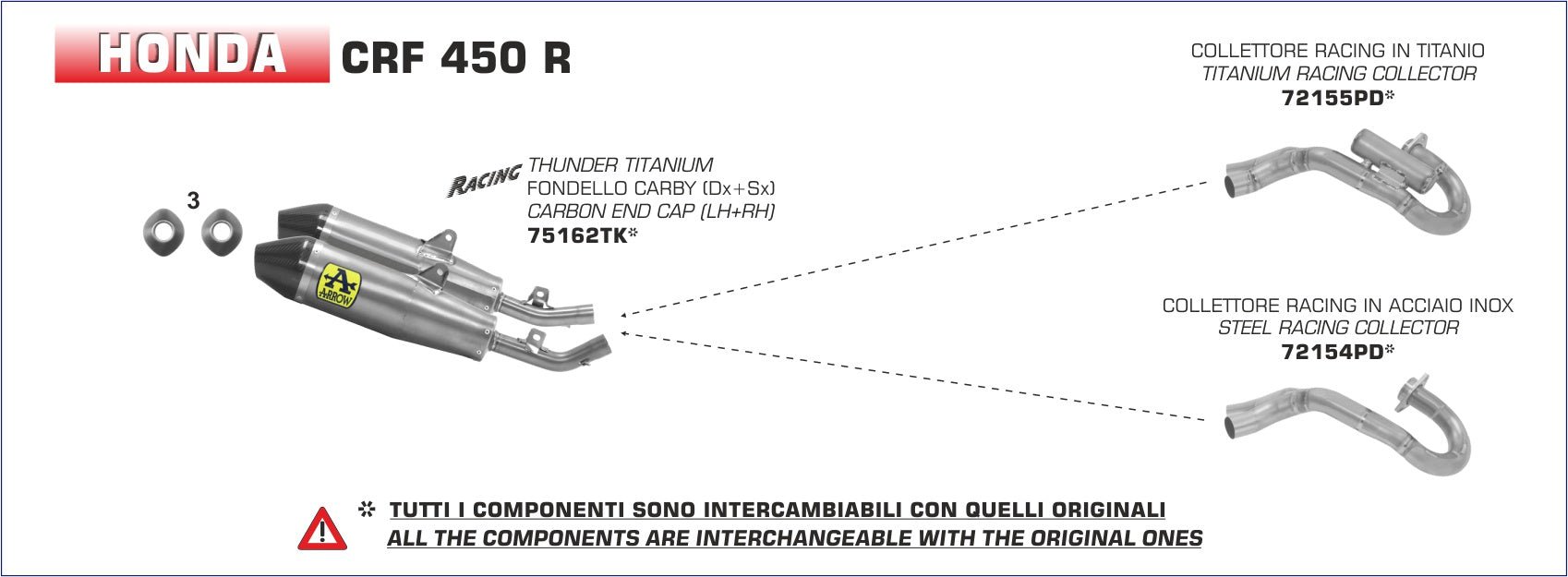 Honda CRF 450 R 2019- Arrow udstødning. Slip-on udstødninger, komplette udstødninger, manifold/forrør. Find det hos Pitboxen.dk