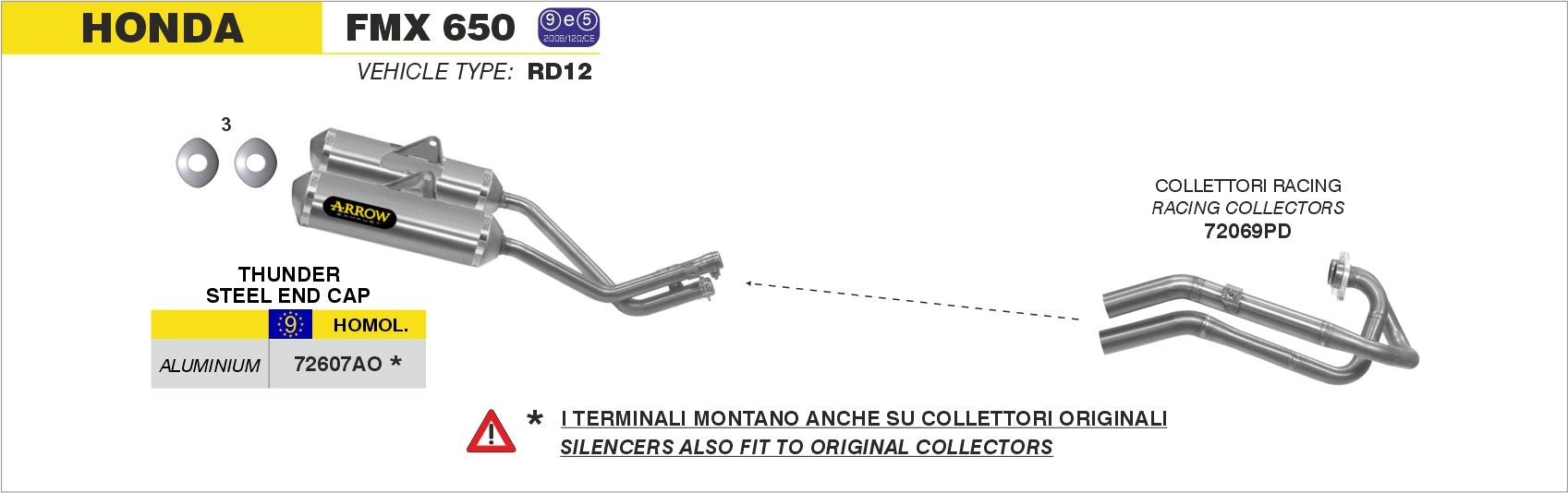 Honda FMX 650 2005-2008 Arrow udstødning. Slip-on udstødninger, komplette udstødninger, manifold/forrør. Find det hos Pitboxen.dk