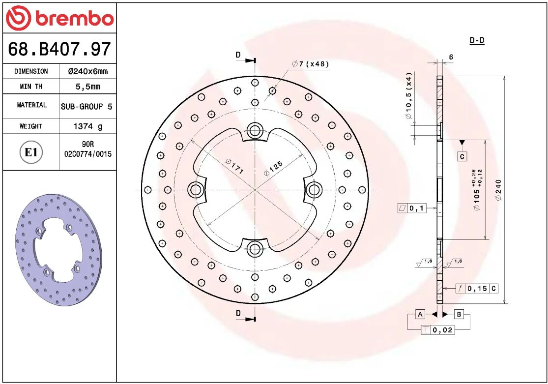 Honda Forza 14 - 20 m.fl. bremseskive bag, ORO fast - Brembo - Pitboxen.dk