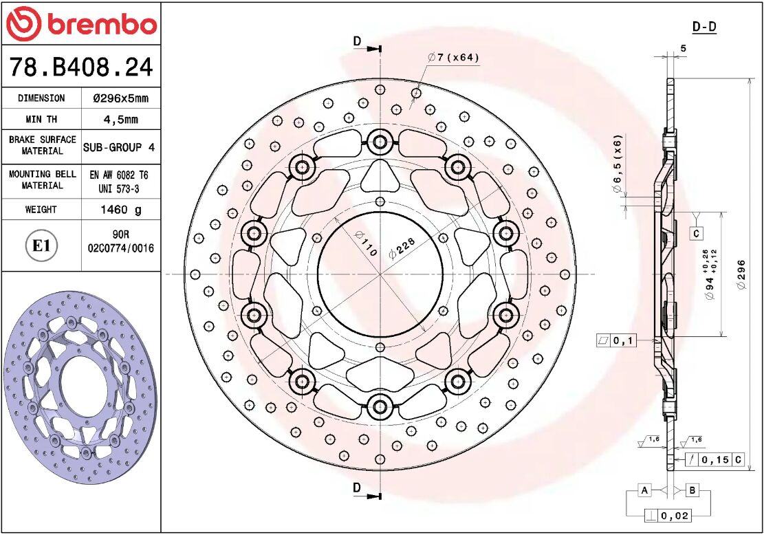 Honda Hornet 07 - 13 m.fl. bremseskive for, ORO flydende - Brembo - Pitboxen.dk