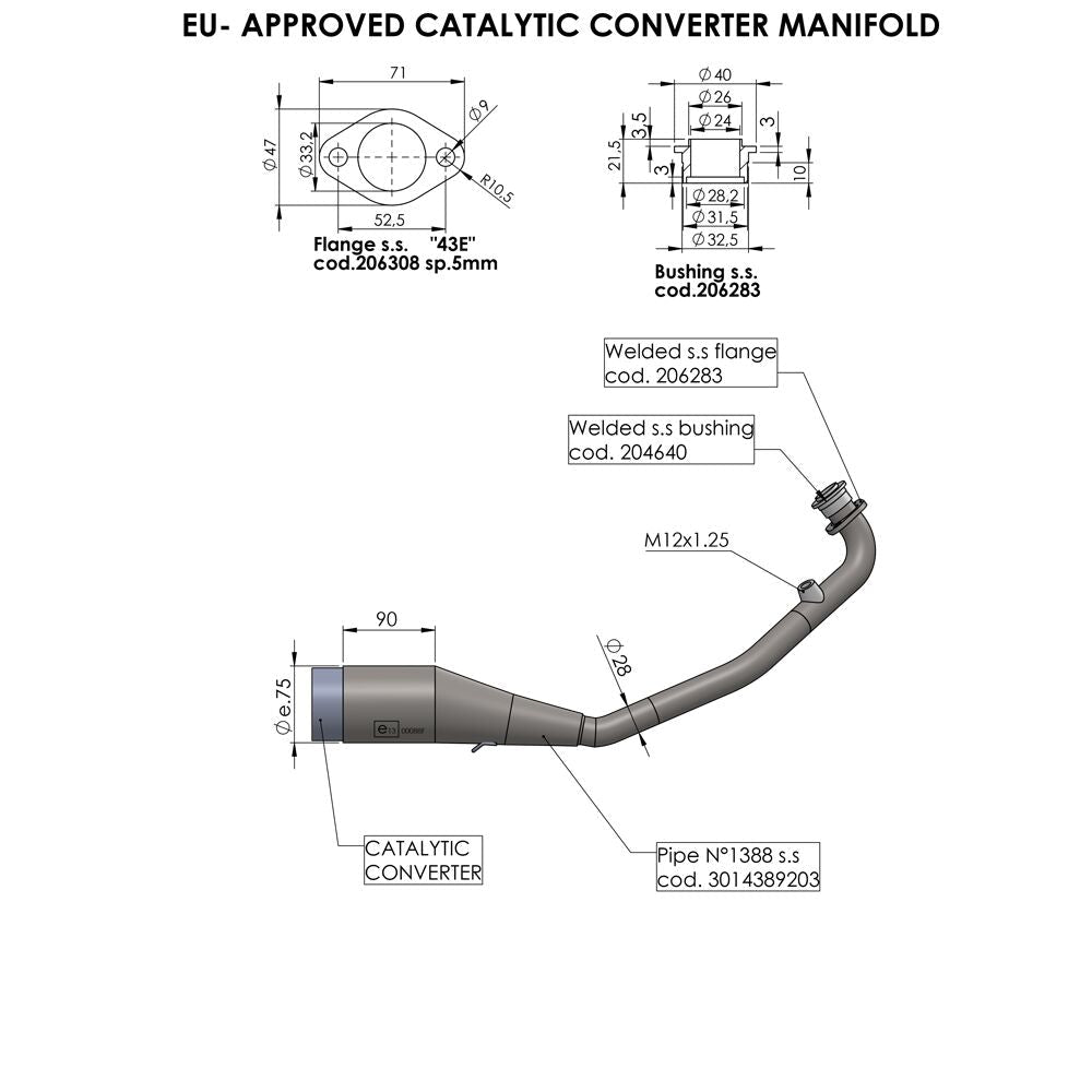 Honda PCX 125 21 - 24 manifold med katalysator - LeoVince - Pitboxen.dk