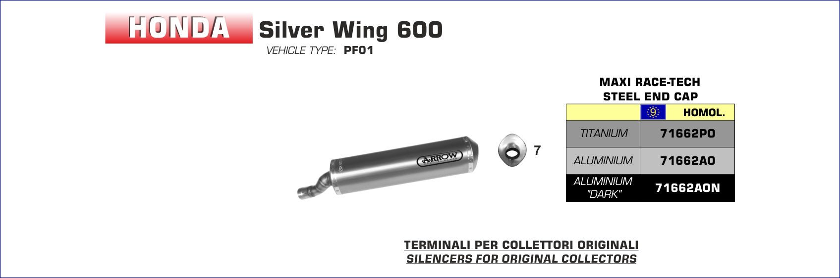 Honda SILVER WING 600 2001-2006 Arrow udstødning. Slip-on udstødninger, komplette udstødninger, manifold/forrør. Find det hos Pitboxen.dk