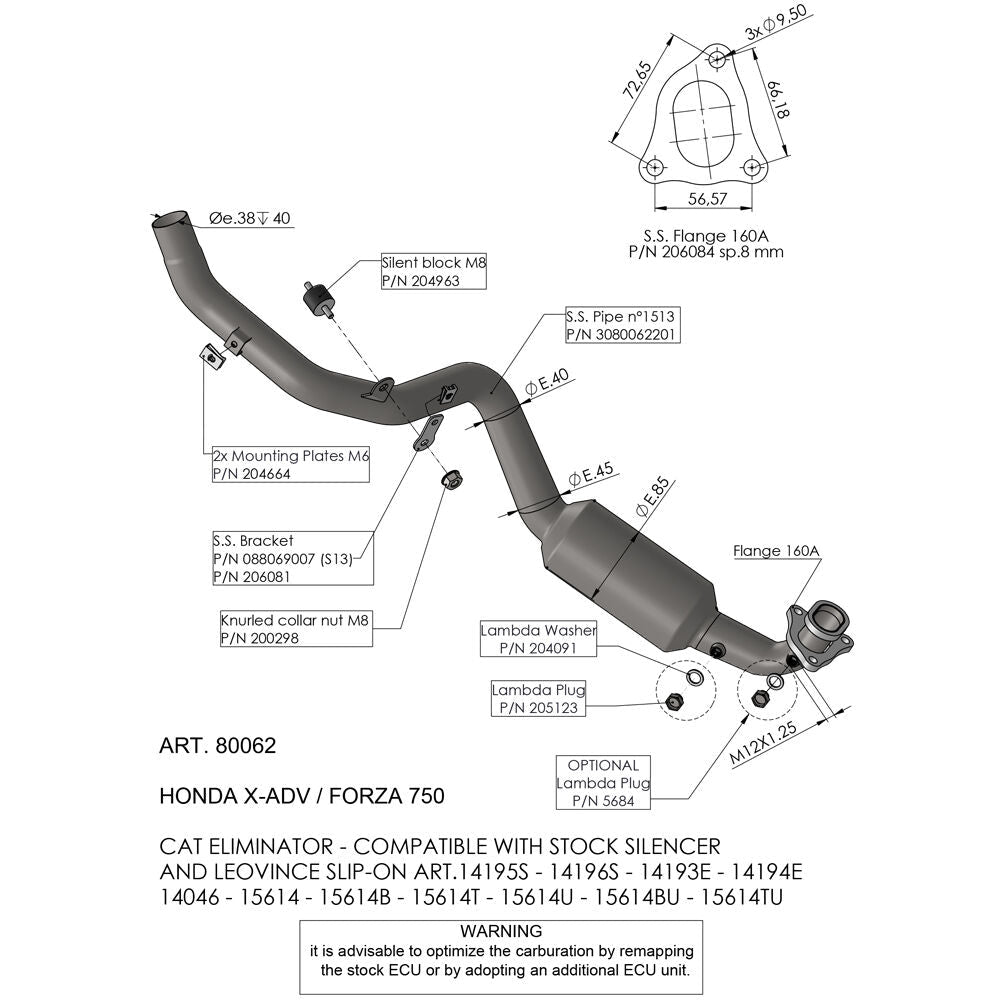 Honda X - ADV 17 - 25 Manifold - LeoVince - Pitboxen.dk