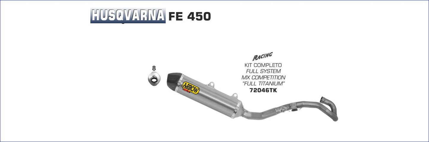 Husqvarna FE 450 2016- Arrow udstødning. Slip-on udstødninger, komplette udstødninger, manifold/forrør. Find det hos Pitboxen.dk