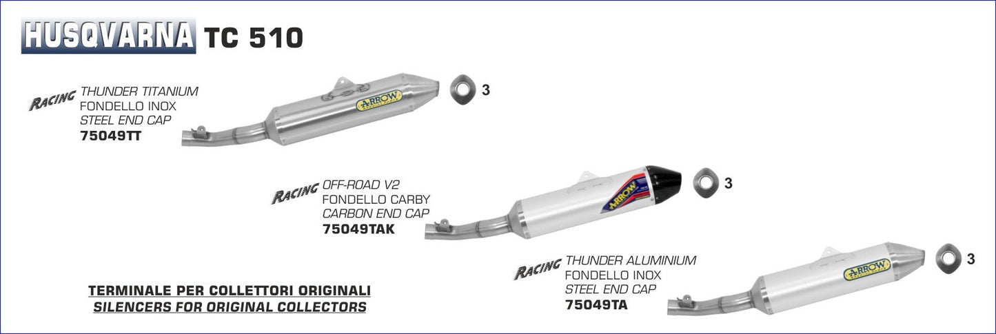 Husqvarna TC 510 2008- Arrow udstødning. Slip-on udstødninger, komplette udstødninger, manifold/forrør. Find det hos Pitboxen.dk