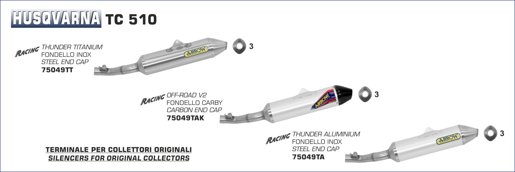 Husqvarna TC 510 2008- Arrow udstødning. Slip-on udstødninger, komplette udstødninger, manifold/forrør. Find det hos Pitboxen.dk