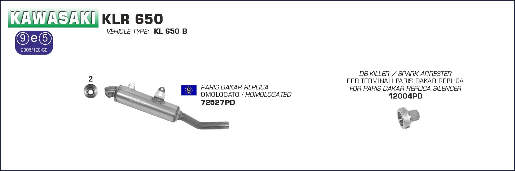 Kawasaki KLR 650 2001-2005 Arrow udstødning. Slip-on udstødninger, komplette udstødninger, manifold/forrør. Find det hos Pitboxen.dk